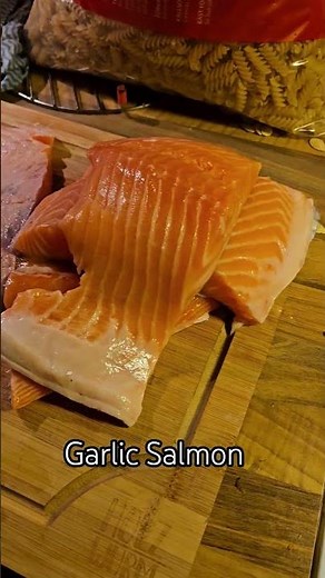 Pan grilled garlic Salmon step one #shorts #salmon #grill #grilledfish