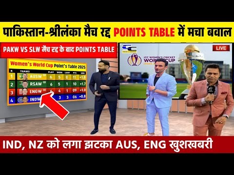 WOMEN'S WORLD CUP POINTS TABLE 2025: पाकिस्तान-श्रीलंका मैच रद्द प्वाइंट्स टेबल में मची खलबली।