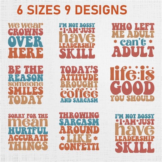 Inspirational Quote Embroidery Designs - 9 Machine Files, 6 Sizes (digital File) - Etsy