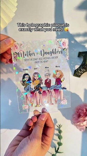 Mother And Children Best Friends From The Heart | Personalized Holographic Acrylic Plaque