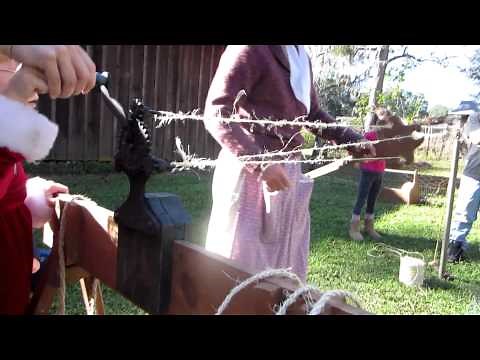Braiding rope with an old fashion rope-making machine