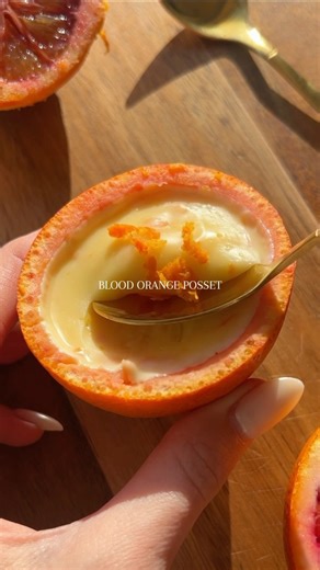Blood orange posset! This is the easiest but most delicious dessert - perfect for the upcoming sunny months! You will need only three ingredients and about 10 minutes to whip this up so I hope you become as obsessed with this as I am Ingredients Serves 3 240ml / 8 ounces double/ heavy cream 75g / 1/4 cup 2 tbsp super fine (caster) sugar 2.5 tbsp blood orange juice Zest of 1 blood orange Instructions 1. Place your cream and sugar into a saucepan on a medium-high heat. Whisk together and bring to