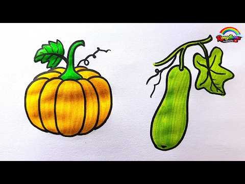 Learn how to draw (bottle gourd) step by step in an easy way. সহজভাবে লাউ আঁকা ও রং করা শিখুন