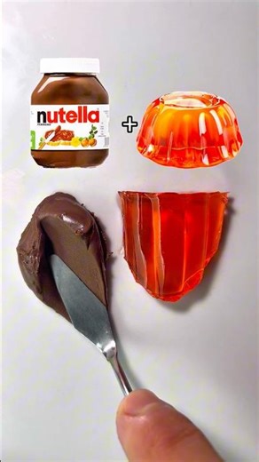 What color does mixed Orange Gelatin and Nutella make?? #food #asmr #nutella