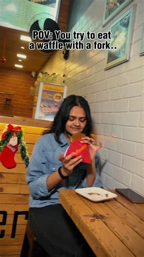 TheWafflemeister on Instagram: "Fork? Knife? Yeah… that’s not how this works 😌 Some rules don’t need explaining. waffle rules, dessert moment, food POV, bite don’t cut, waffle culture, reel trend #wafﬂelover #dessertreels #foodie #reelitfeelit #food"