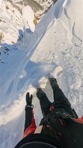Scariest Snowboarding Ride From a Mountain Peak 🏂❄️ Extreme Snow Adventure #snowboarding #adventure