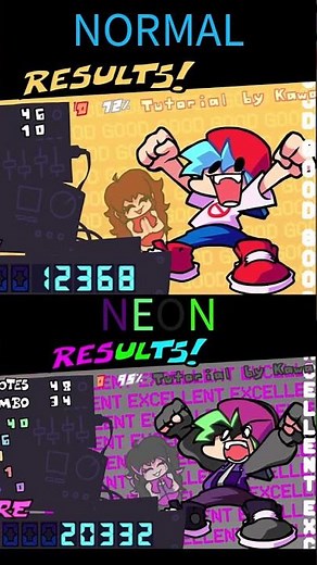 Happy BF and GF! ''victory screen'' (NORMAL VS NEON) (FNF Update: Cutscenes/V NEO) #shorts