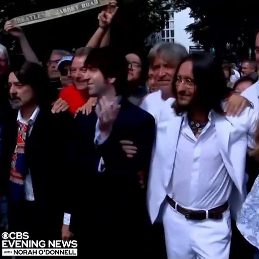 6.3K views · 82 reactions | WATCH: Hundreds of Beatles fans gathered at the famous crosswalk in London’s St. John’s Wood neighborhood Thursday to celebrate the cover of “Abbey Road” 50 years later. https://cbsn.ws/2YQTx0F | CBS Evening News | Facebook