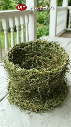 DIY Green Grass Basket! 🌿 Stylish Rustic Decor #diy #homedecor #craft #shorts #diybasket