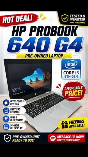 HP ProBook 640 G4 Intel Core i5 8th Gen — Reliable Work & Study Laptop
