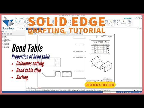 solid edge bend table | Solid edge drafting tutorial | solid edge sheet metal drafting