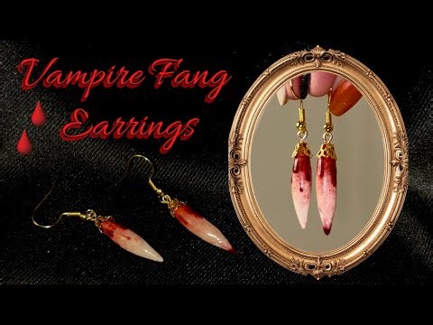 Bloody Vampire Fang Earrings | polymer clay Halloween jewelry tutorial