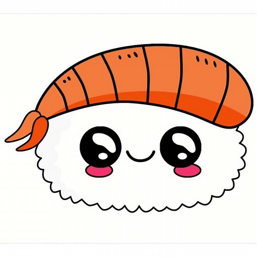How to Draw a CUTE SUSHI (Easy Step by Step Drawing) - SHORTS #shorts
