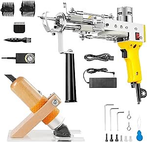 Tufting Gun with Carpet Trimmer Kit, Rug Tufting Gun Kit with Shears, 2 in 1 Cut Pile and Loop Pile Tufting Gun, Rug Shaver for Tufting, Machine Kit for Beginners (Yellow,American Standard)