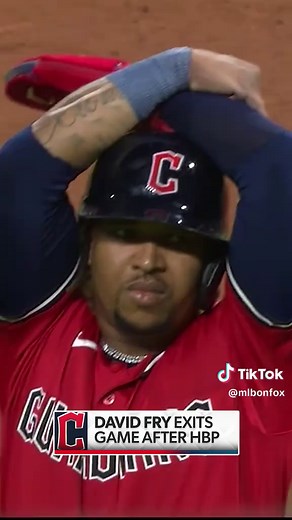 David Fry exited the game after being hit in the face by a pitch. He was able to walk under his own power and was carted off the field. #MLB #baseball #Guardians