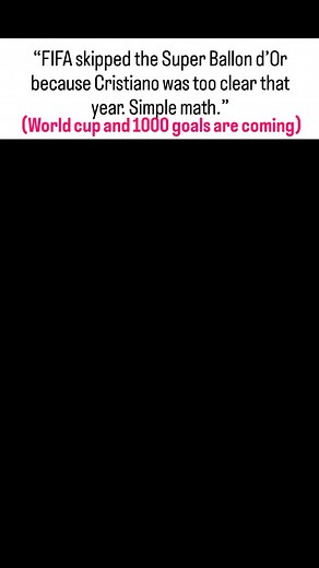 "He can still win it" Every time the topic of a “Super Ballon d’Or 2019” comes up, Messi fans start creating imaginary trophies like it’s a fantasy world. But everyone knows why FIFA didn’t even attempt to give out that award in 2019 — because Cristiano Ronaldo was the clear, dominant, and unmatched favorite at that time. He was conquering Europe, proving himself in multiple leagues, and showing once again why he’s football’s most complete machine. FIFA wasn’t confused. They weren’t undecided. T