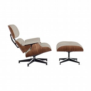 Eames® Lounge Chair and Ottoman from Herman Miller - Walnut/ Timbre Cream Leather