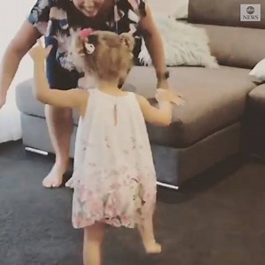 750K views · 114K reactions | BABY’S FIRST STEPS: A little girl shocks her mom by taking her first steps despite fears of her never being able to walk. The 2-year-old was diagnosed with CMV, a virus that causes health and developmental risk. https://abcn.ws/2FHrPJu | ABC News | Facebook