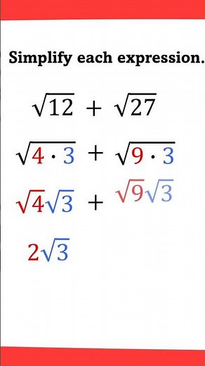 Simplifying Radical Expressions #algebra