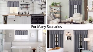 DWCN Black Valance Curtains for Living Room, Basement Window Curtain 18 Inches, Thin Rod Pocket Short Toppers - 1 Panel, 42 X 18 Inch