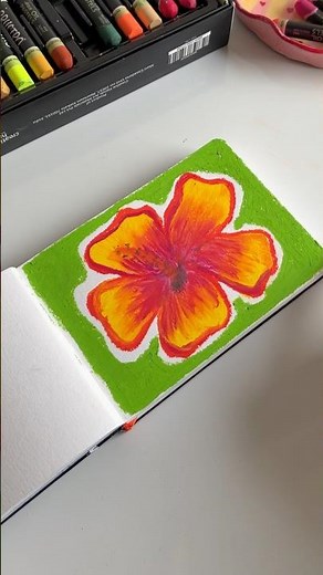 Easy Hibiscus Flower Drawing with Oil Pastels 🌺 #oilpastel #hibiscus #flowerdrawing #artshorts