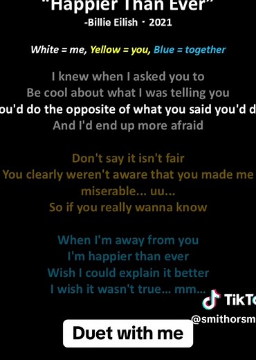 Billie Eilish - Happier Than Ever Lyrics | #duetwithme