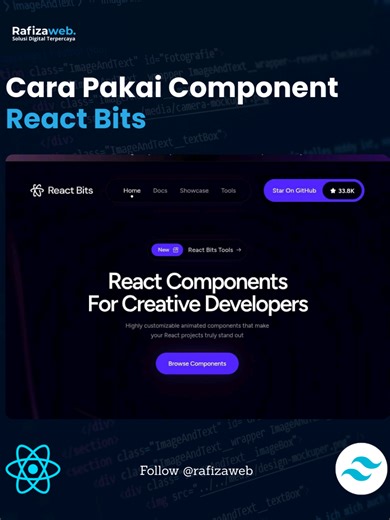 Sedikit tips buat kalian yang pakai Reactjs tapi tampilan componentnya gak mau yang gitu-gitu aja? Cobain pakai ini dehh. Biasanya sering dipakai buat website portofolio orang-orang frontend lohh 😁😁 Jangan lupa follow Rafizaweb untuk tips web coding lainnya #coding #website #reactjs #webdeveloper #frontenddeveloper
