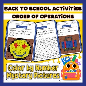 Math Color by Number Mystery Pictures | Order of Operations Worksheets