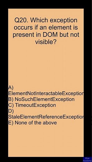 Selenium Interview MCQ Question [#20] | QA Automation Testing | Selenium WebDriver