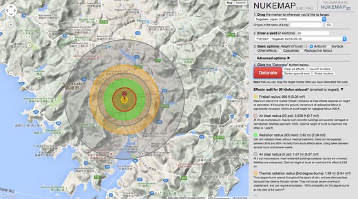 NUKEMAP, A Tool That Shows the Damage a Nuclear Detonation Would Do Anywhere in the World