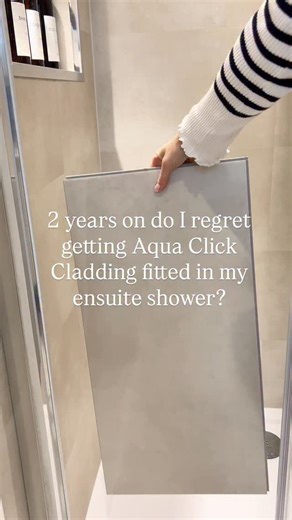 AQUA CLICK CLADDING. 2 years on. Did I think I would like it as much as I do? I absolutely didn’t but I do love this cladding. I also love the fact that I have no grout to scrub. It makes cleaning the ensuite much easier. This cladding is from @bathroomcladdingdirect and the colour is Dover. Sadly they don’t do it in this colour anymore but the product is amazing. Prev gift #cladding #wallcladding | Jillyshumblehome