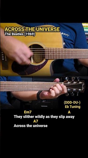 Across the Universe - The Beatles (1969) Easy Guitar Chords Tutorial with Lyrics Part 1 SHORTS REELS