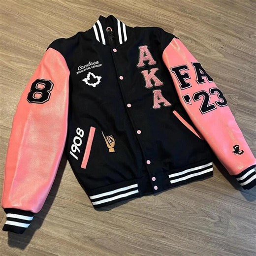 Black and Pink Wool Varsity Jacket Genuine Leather Sleeves College Letterman Customize Jacket - Etsy