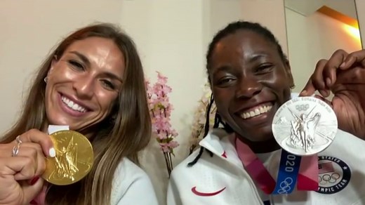 Tokyo Olympic U.S. athletes celebrate medal win in track and field events
