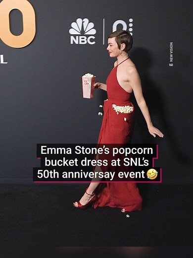 Emma Stone Stuns in Popcorn-Themed Dress at SNL Event