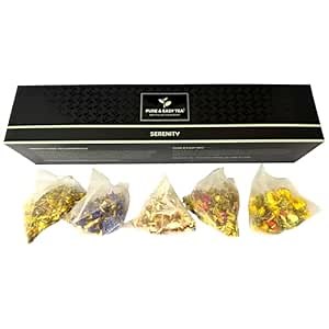 Pure And Easy Tea, Serenity Herbal Tea Flight Sampler, 15-Count Whole-Leaf Caffeine-Free Variety, Designed to Restore Calm & Balance, BPA-Free Plant-Based Tea Bags, Premium Wellness Gift Box (49.5g)