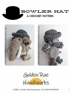 Crochet Bowler Hat Pattern | Amigurumi Stuffed Animal Clothes (PDF Download) - Etsy UK