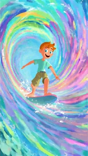Bob Zoom Swims Through RAINBOW Waves!Ocean |Kids Animation#ShortsThe Color