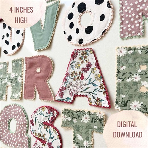4 Inch Block Fabric Alphabet Letters (A-Z) and Numbers (0-9) - PDF Digital Sewing Pattern - Etsy