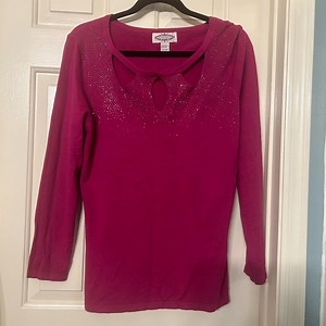 OLIVER BY ESCIO long sleeve cut out sweater size XL pink