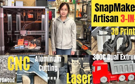 [Aurora Tech] Snapmaker Artisan 3合1，双挤出机300C 3D打印机，激光雕刻师和CNC