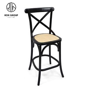 [Hot Item] Modern Rattan Seat Bar Chair with Solid Wooden Frame