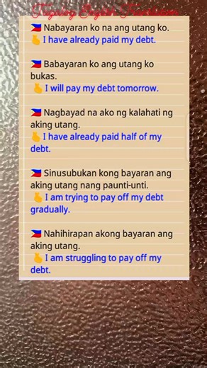 77K views · 1K reactions | Tagalog English Translation/ Basic Tagalog Phrases related utang translation | John Ines Mina | Facebook