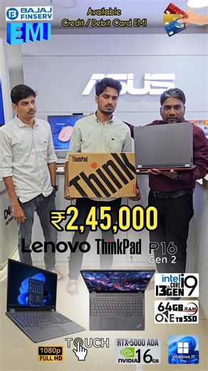 Thechennaicomputers Chennai on Instagram: "📞 91500 20047 | 75500 30035 | 84280 00040 LENOVO THINKPAD LAPTOP with 5000 Series GPU @ 245000/- NETT i9 13th GEN 13950HX | 1TB NVMe | 64GB DDR5 5600MHZ RAM | RTX 5000 NVIDIA ADA GPU P16 Gen 2 21FBSC9A01 1x 13th Generation Intel®️ Core™️ i9-13950HX vPro®️ Processor(Core™️ i9-13950HX vPro®️) / 64 gb ram ( 2x 32 GB DDR5-5600 ) / windows 1 1pro / 1 tb ssd / 1x Intel®️ Wi-Fi 6E AX211 2x2 AX vPro®️; Bluetooth®️ 5.1 (Windows 10) or Bluetooth®️ 5.3 (Windows 1