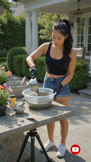 I Turned Concrete Into a Beautiful Yellow Flower Pot! 🌼