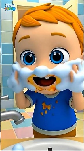 Kids Learn To Wash There Face 🧼👶✨ | Good Habits | Nursery Baby Cartoon 🐥 | #toddlersongs #shorts