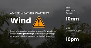 29K views · 42 reactions | A Met Office amber weather warning for wind is in place covering Edinburgh from 10am until 10pm on Monday (4 August). | The City of Edinburgh Council | Facebook