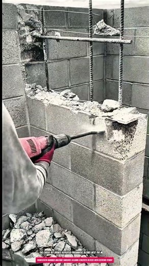 Demolition Hammer Machine Smashes 200mm Concrete Blocks with Extreme Power