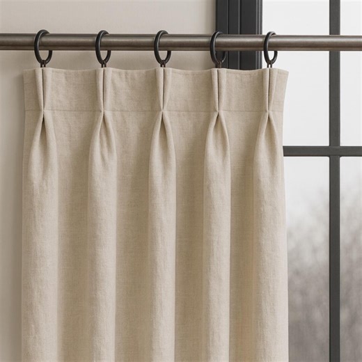 Linen Double Pinch Pleated Curtains for Living Room, Price for One Panel, Bedroom, French Pleat Drapes , Optional Blackout Lining - Etsy