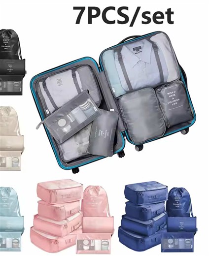 Maximize Your Luggage Space with 7-Piece Packing Cubes